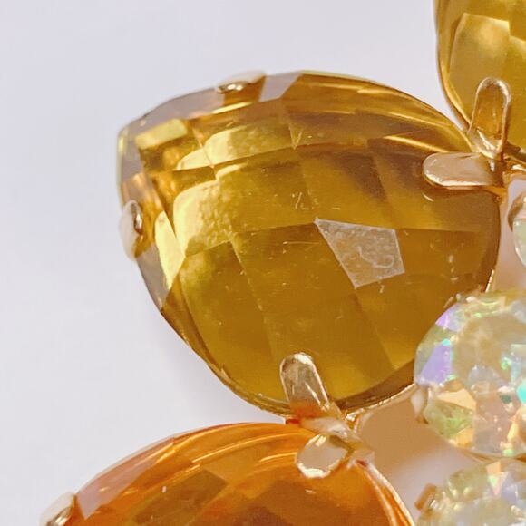 VTG  Signed Joan Rivers Fall Autumn Colorful Brooch Amber Rhinestone Sparkling - Picture 6 of 12